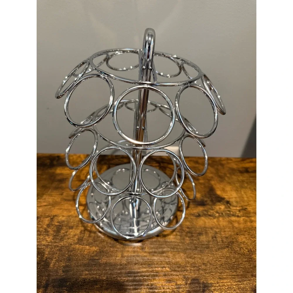 Chrome Rotating Coffee‎ Pod Carousel 27 Count 3-Tier Capsule Holder Organizer